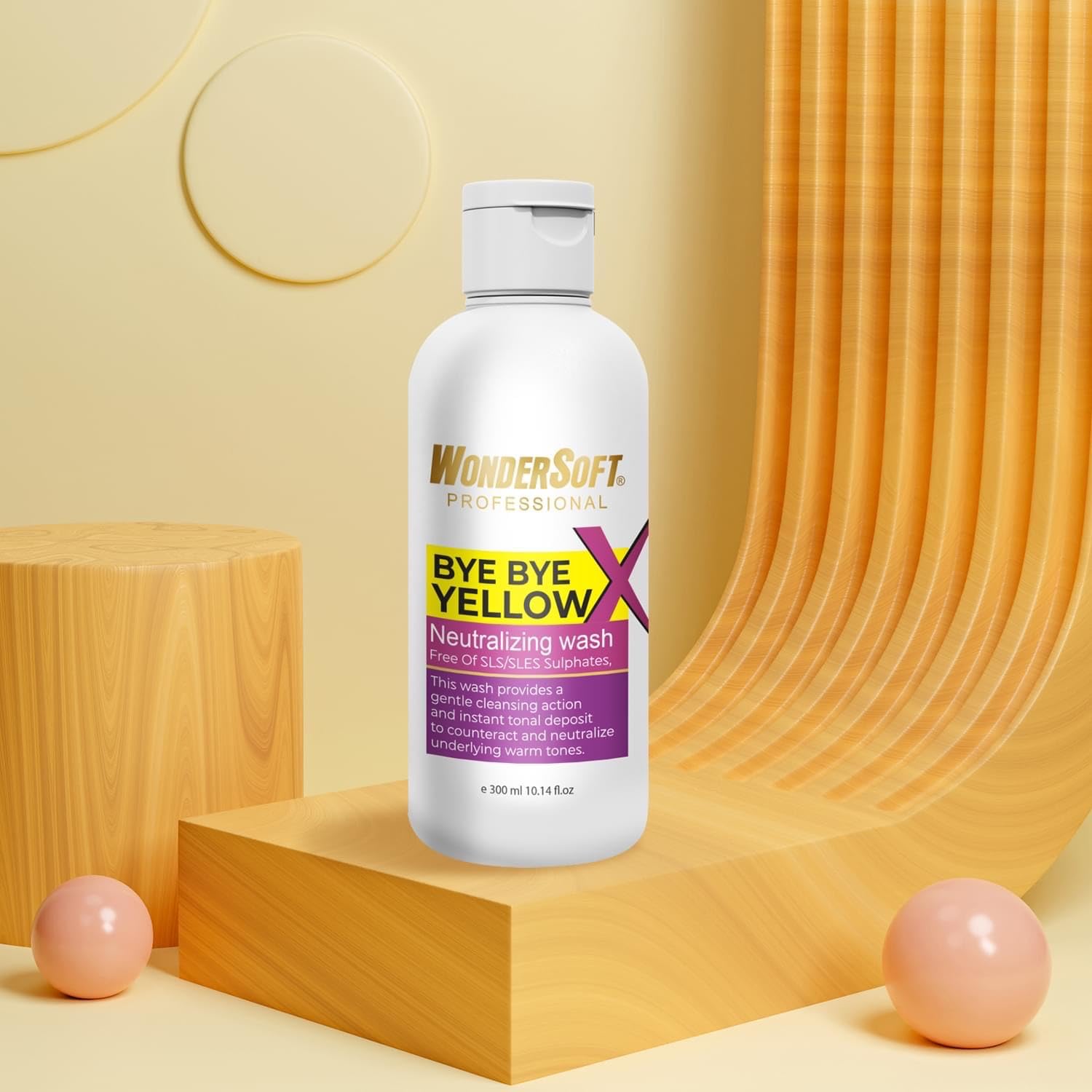 Wondersoft Professional BYE BYE Yellow Neutralising Wash & Anti-Yellow Sulfate Free Purple Shampoo | 300 Ml