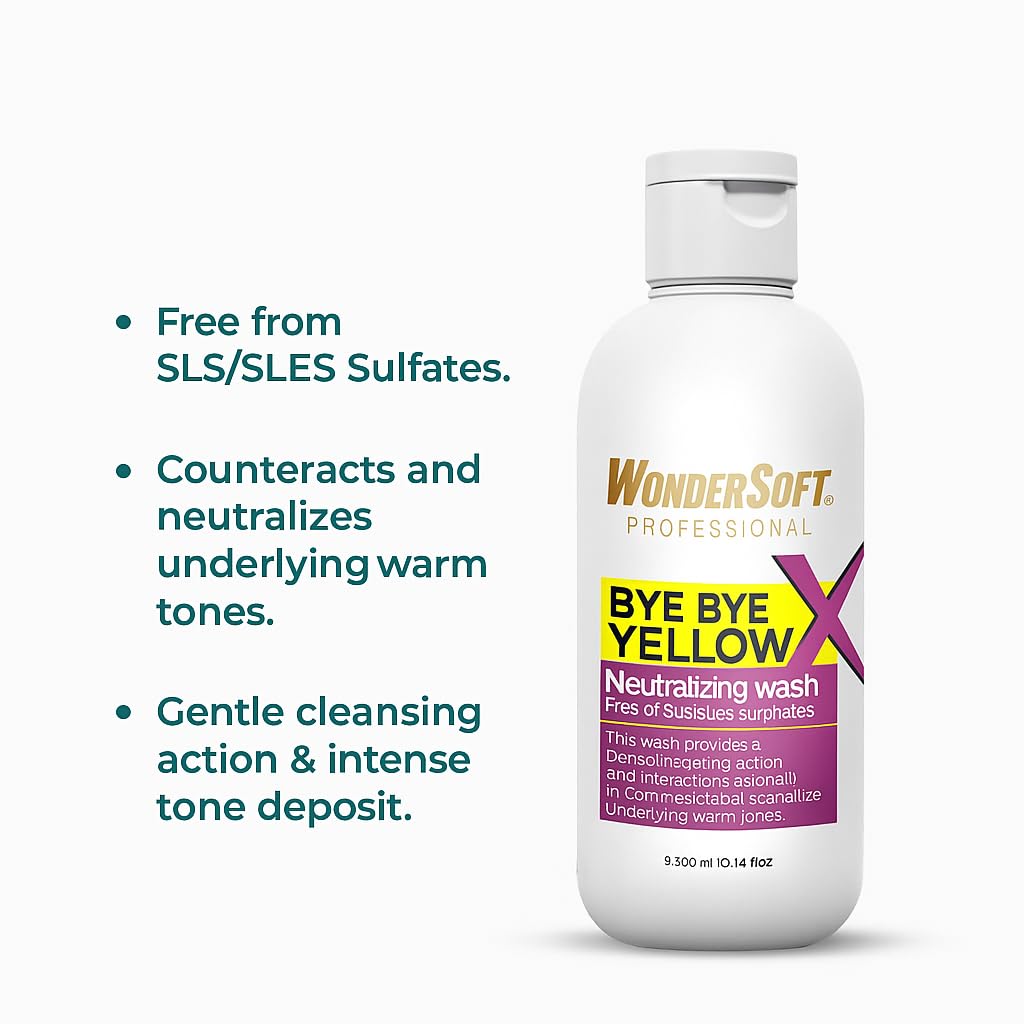 Wondersoft Professional BYE BYE Yellow Neutralising Wash & Anti-Yellow Sulfate Free Purple Shampoo | 300 Ml - Image 6