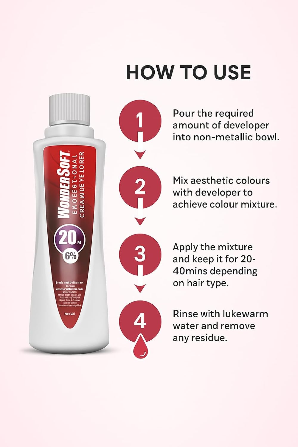 WonderSoft Professional Cream Developer, 20 Vol 6%, For All Hair Color 1000ml - Image 3