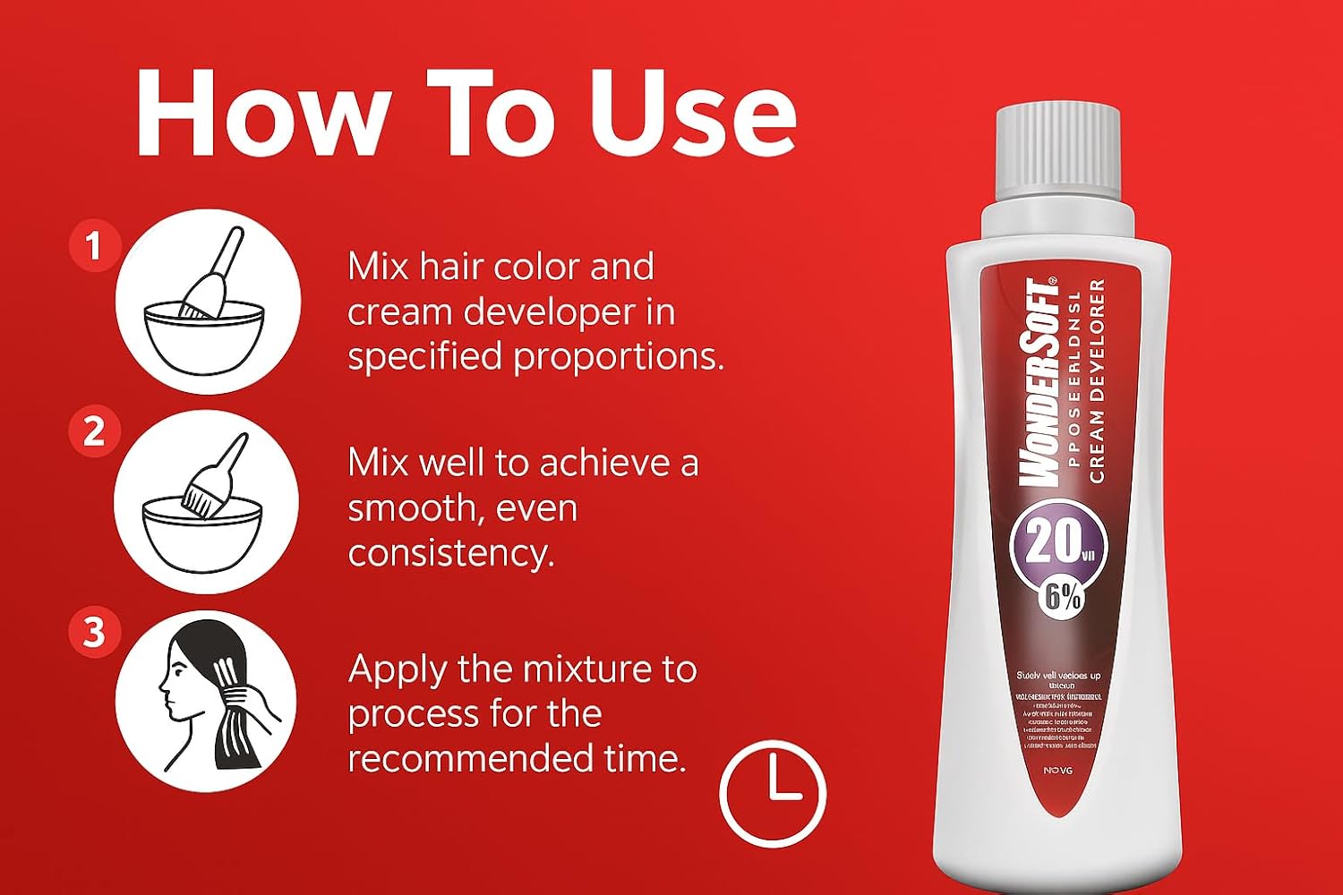 WonderSoft Professional Cream Developer, 20 Vol 6%, For All Hair Color 1000ml - Image 4