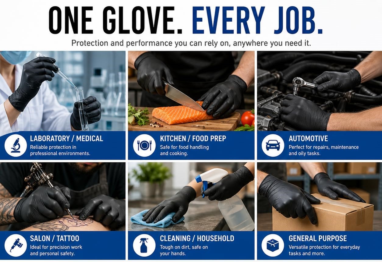Medlife Powder Free Nitrile Gloves Black (100pcs) - Image 3