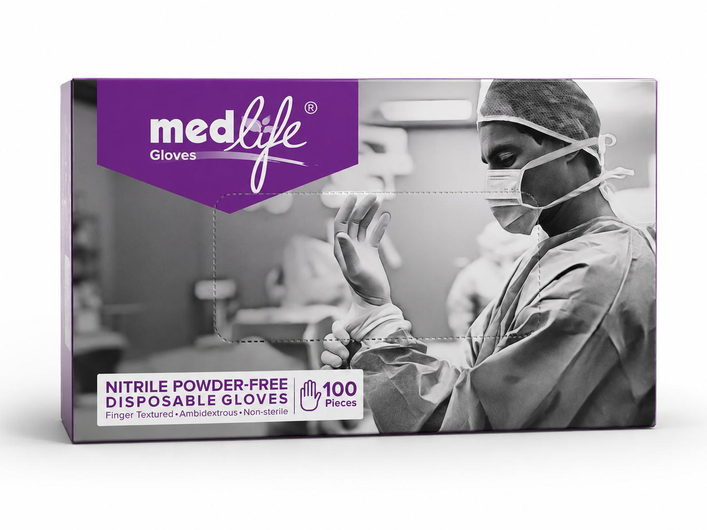Medlife Powder Free Nitrile Gloves Black (100pcs) - Image 6