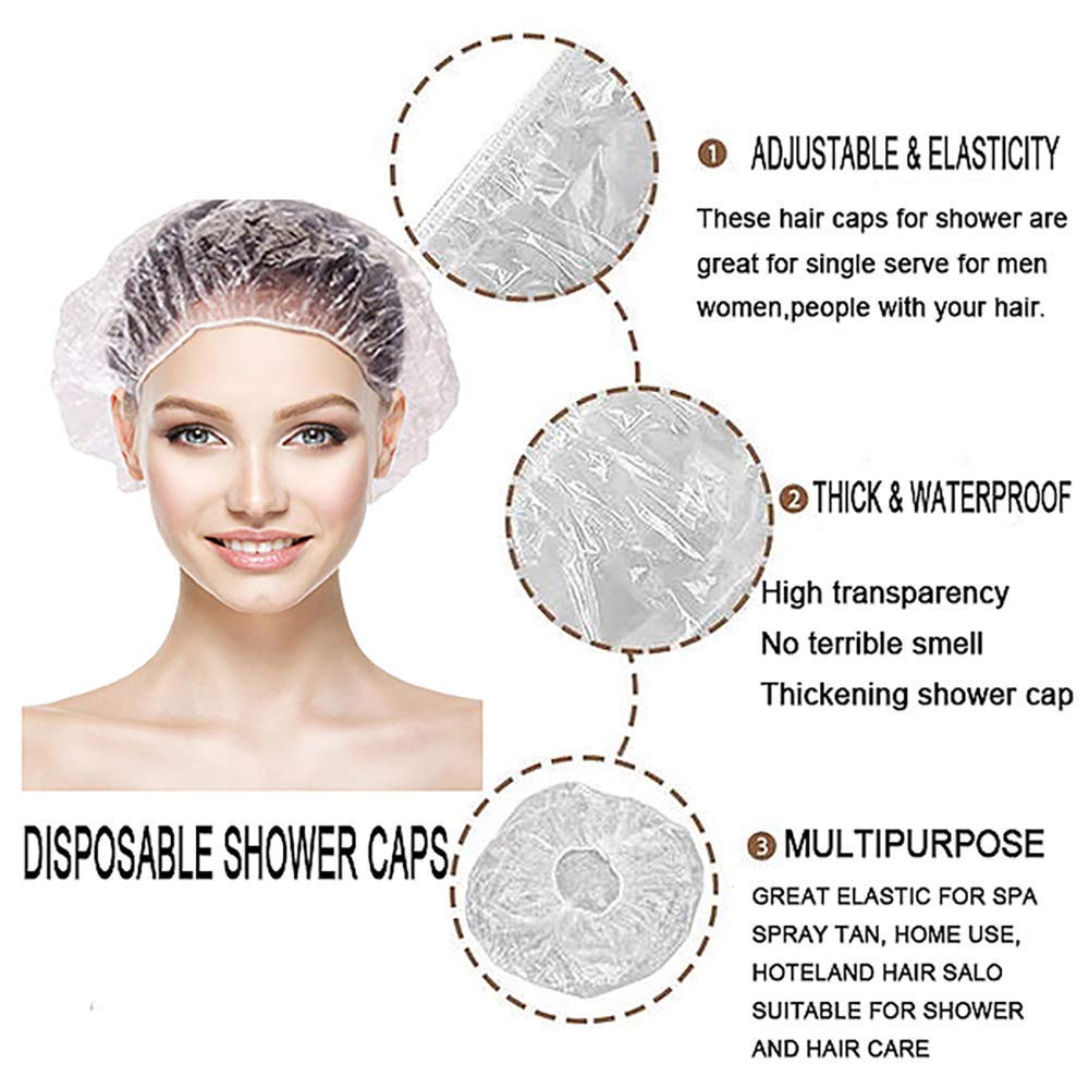 Disposable Hair Cap for Women & Men, Clear Plastic for Spa & Salon (Pack Of 50) - Image 2