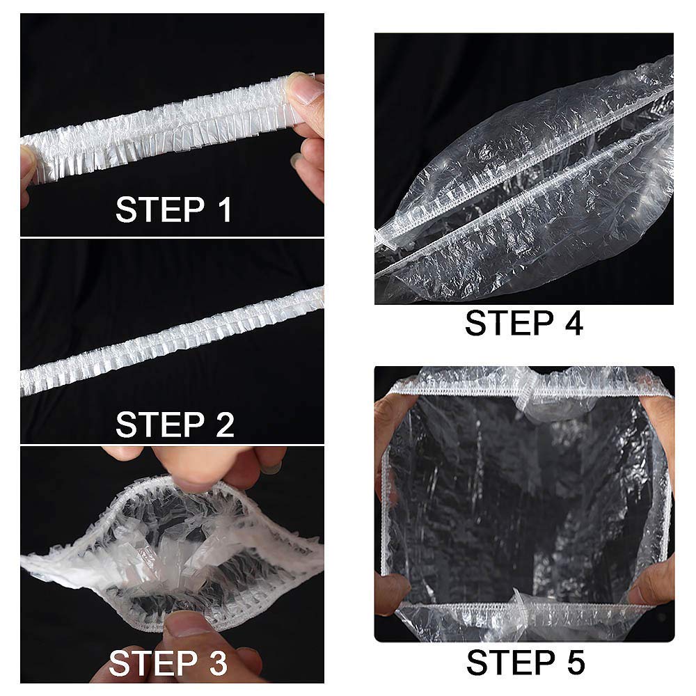 Disposable Hair Cap for Women & Men, Clear Plastic for Spa & Salon (Pack Of 50) - Image 3
