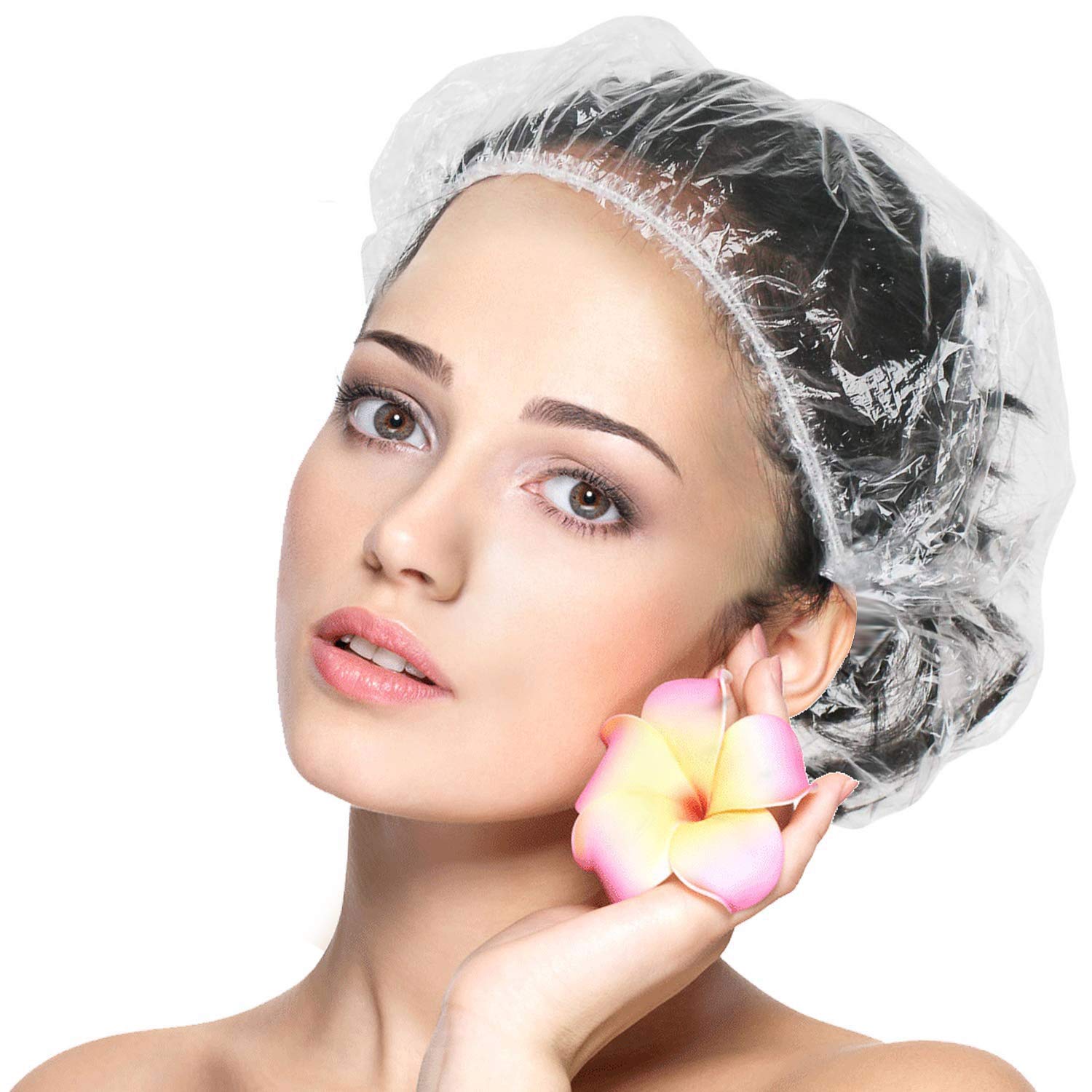 Disposable Hair Cap for Women & Men, Clear Plastic for Spa & Salon (Pack Of 50) - Image 5
