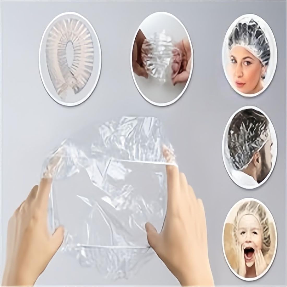 Disposable Hair Cap for Women & Men, Clear Plastic for Spa & Salon (Pack Of 50) - Image 6