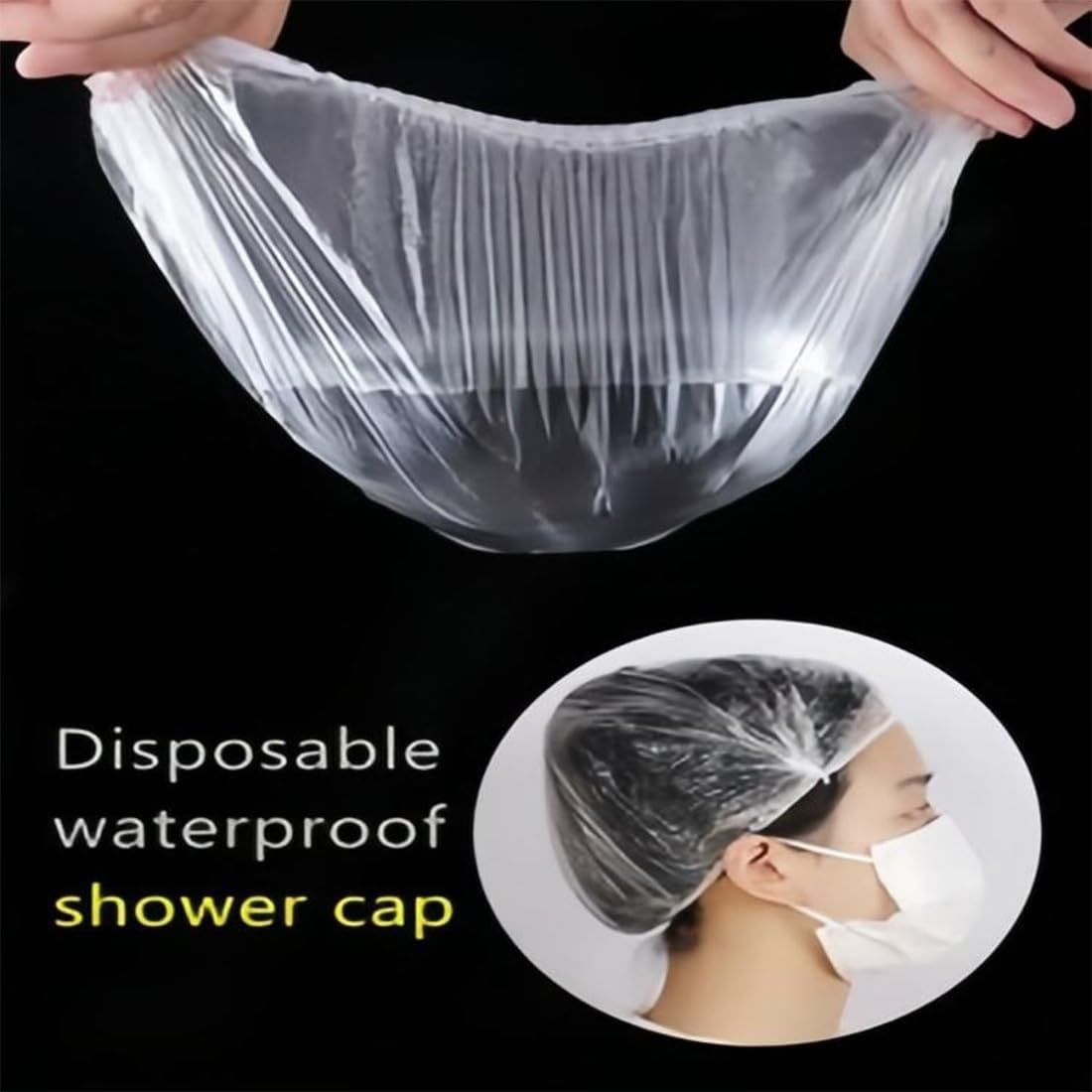 Disposable Hair Cap for Women & Men, Clear Plastic for Spa & Salon (Pack Of 50) - Image 7