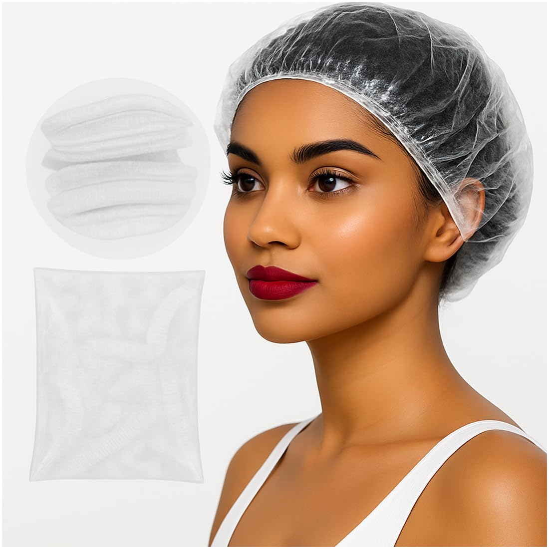 Disposable Hair Cap for Women & Men, Clear Plastic for Spa & Salon (Pack Of 50)