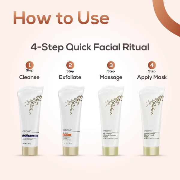 Ozone Xpress Facial Kit For Men & Women | Ideal For All Skin Types Glowing Skin, Bright & Radiant Complexion | Enriched With Almonds, Neem & Aloe Vera | Sulphates & Paraben Free - Image 6