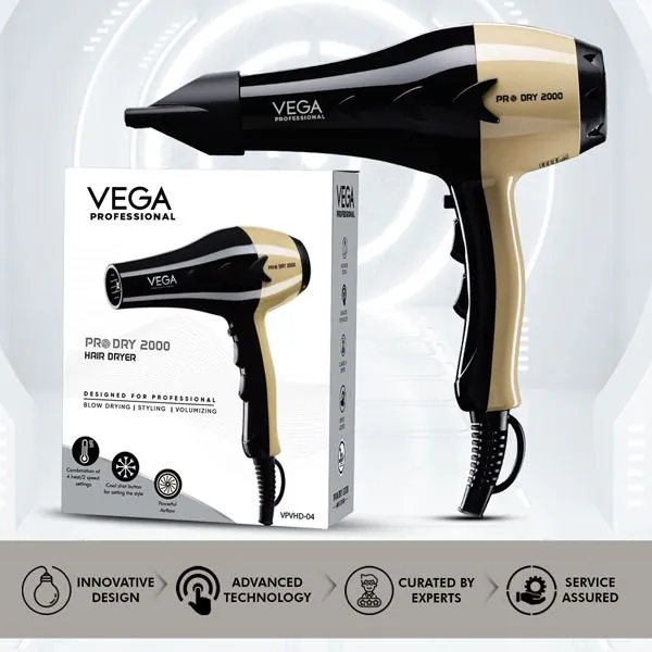 Pro Dry 2000W Hair Dryer - Gold - VPVHD-04 - Image 9