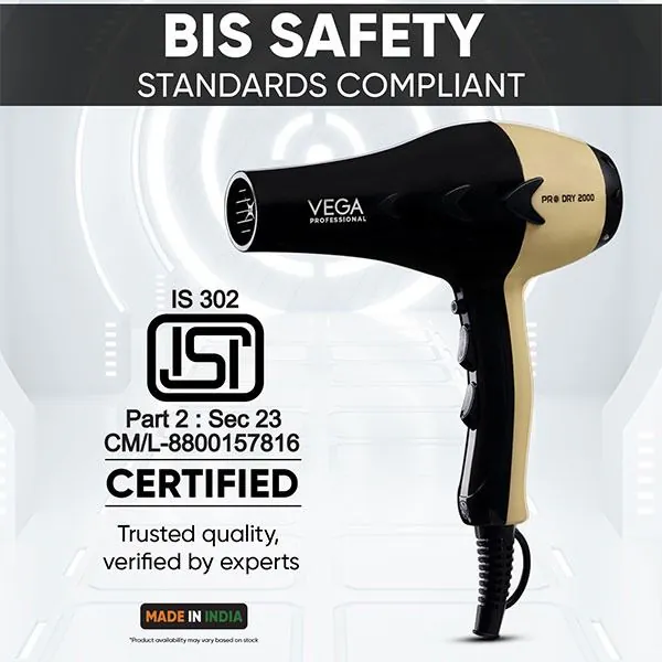 Pro Dry 2000W Hair Dryer - Gold - VPVHD-04 - Image 10