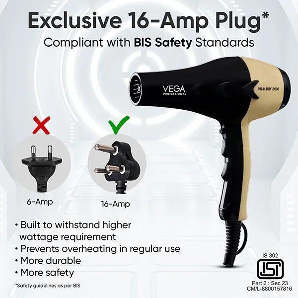 Pro Dry 2000W Hair Dryer - Gold - VPVHD-04 - Image 11
