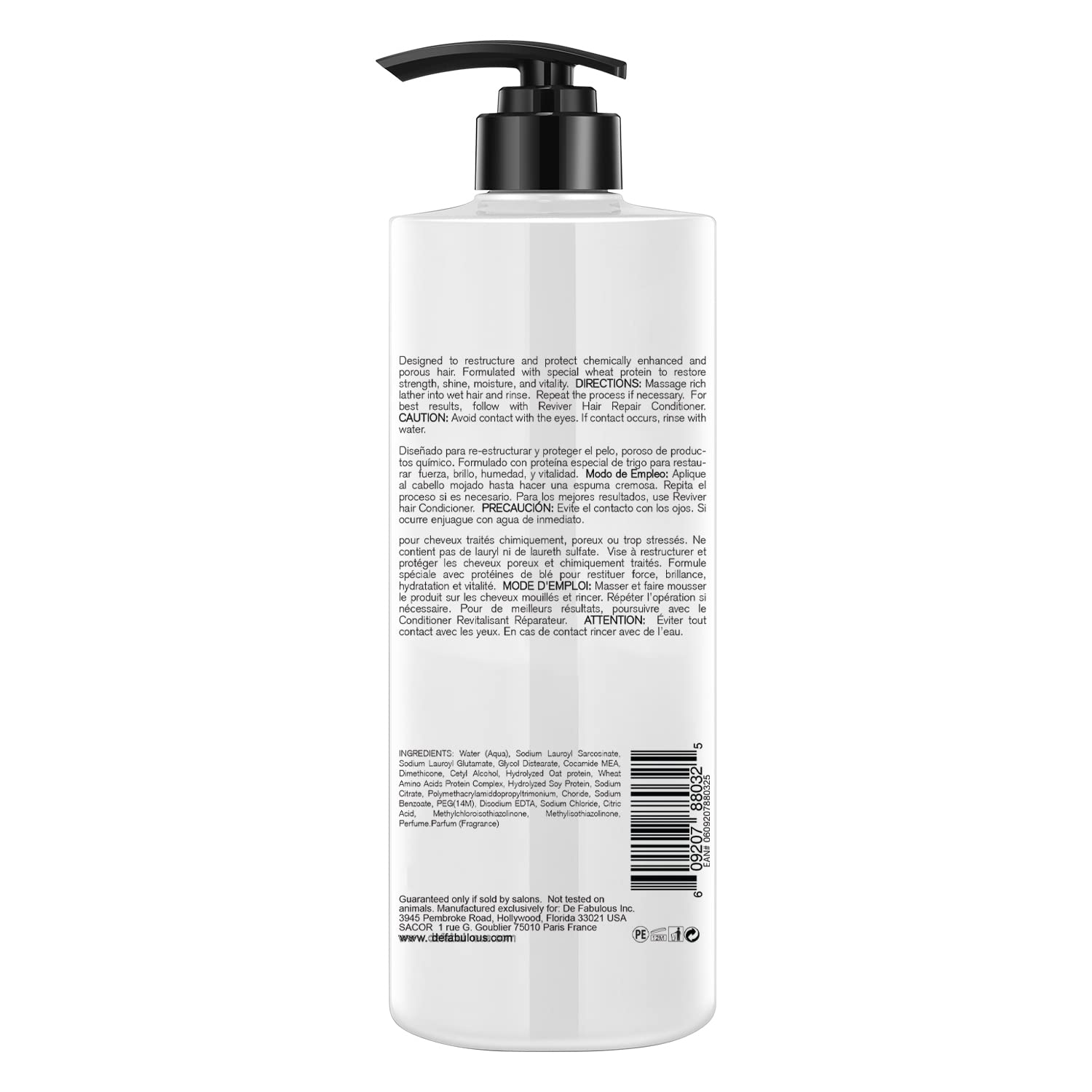 De Fabulous Reviver Shampoo 1000ml | Repairs Dry & Frizzy Hair, Sulphate Free, pH Balanced, Hair Repair Treatment for All Hair Types. - Image 4