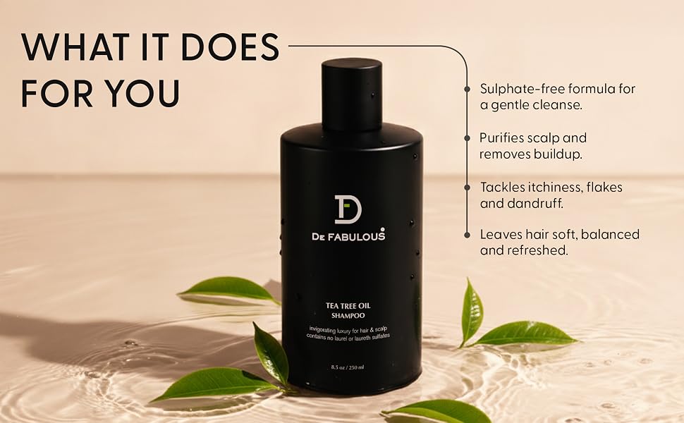 De Fabulous Tea Tree Oil Shampoo-250 ml |All hair types | Scalp Health | Sulphate Free