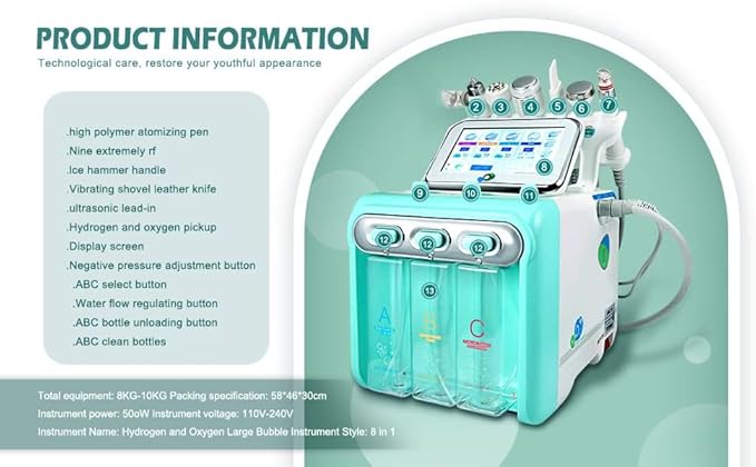 7 In 1 Hydra facial Machine (Double Motor) With Stand And Serum 3pcs (6 Months Warranty) - Image 8
