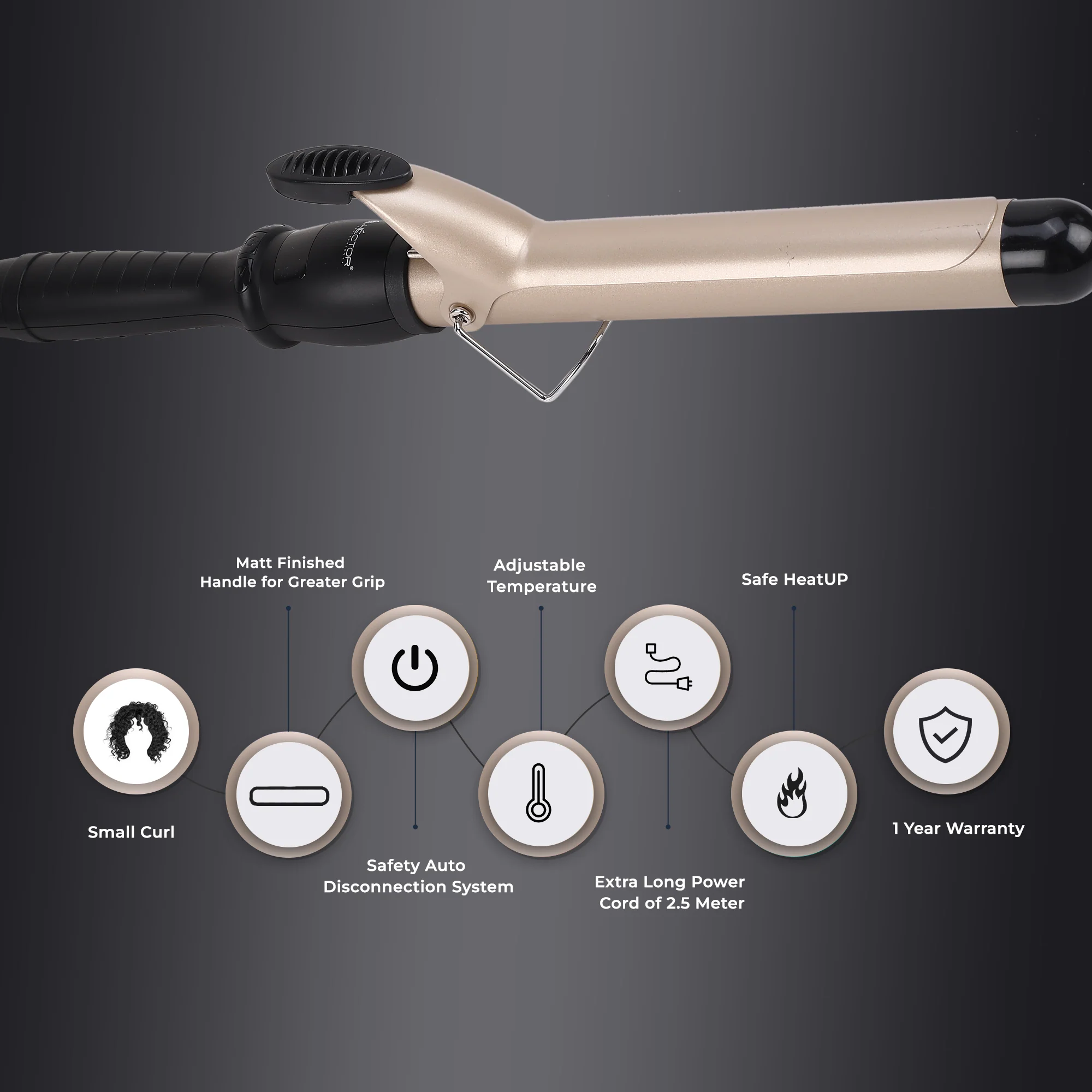 Hector Professional Rotating Curling Iron (Tong) 22 MM - Image 5