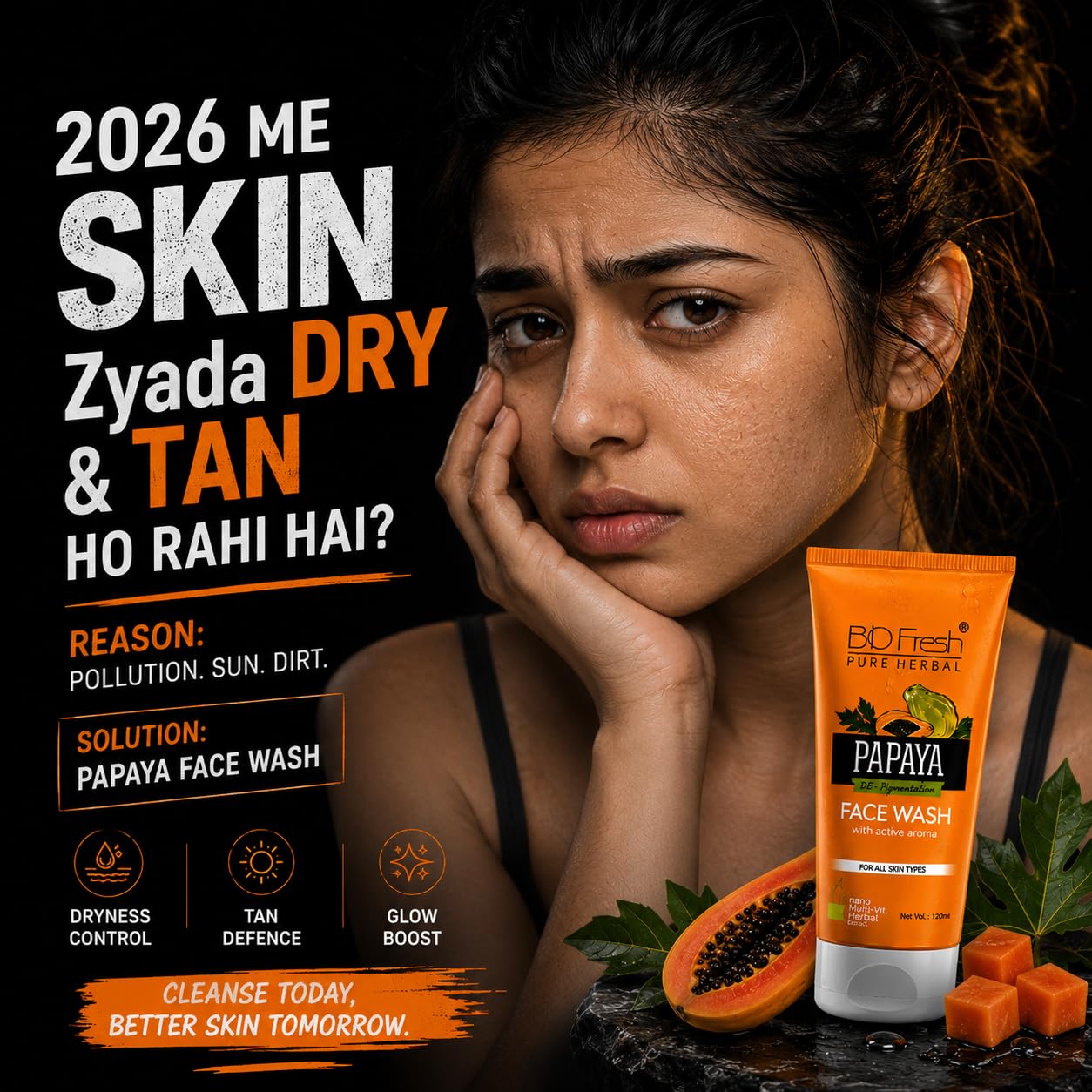 BIOFRESH Hydrating Papaya Face Wash 120ml - Image 2