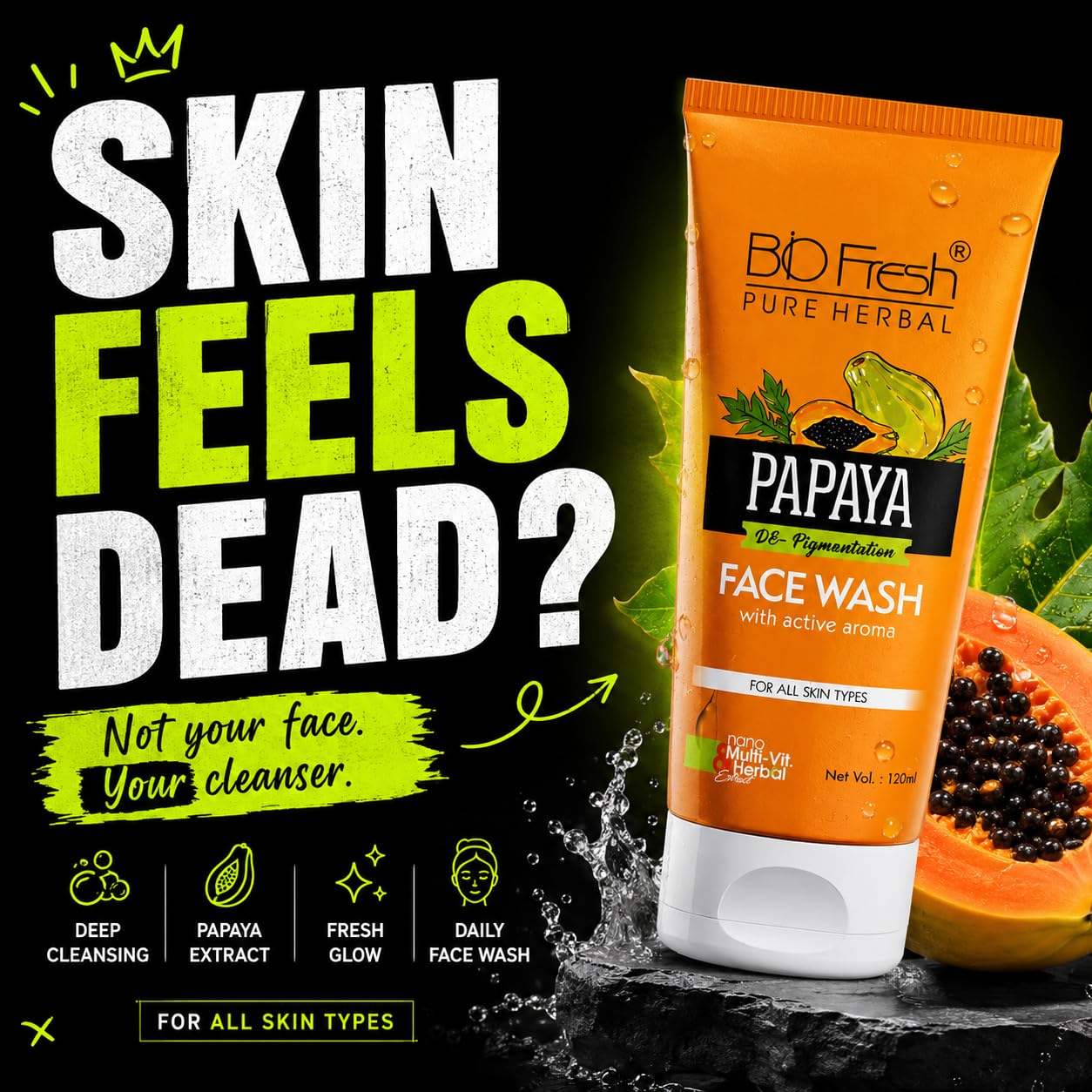 BIOFRESH Hydrating Papaya Face Wash 120ml - Image 3