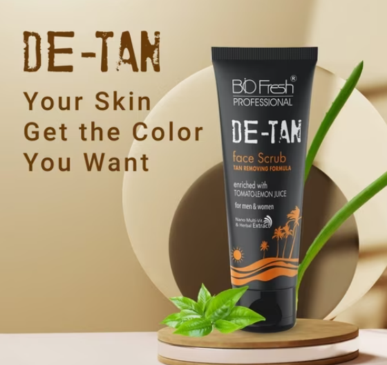 BioFresh Professional De-Tan Face Scrub for Men and Women Enriched with Tomato and Lemon Juice(75ml)