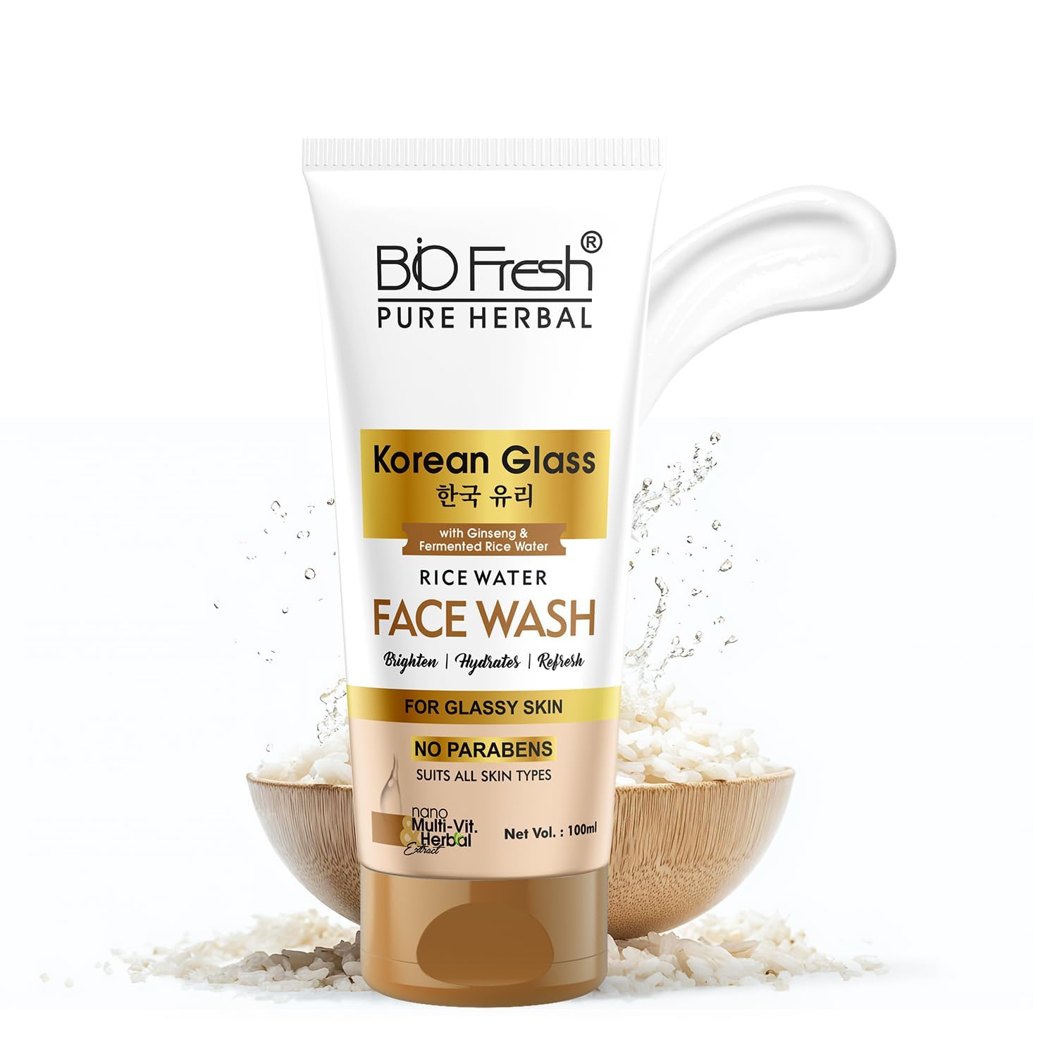BIOFRESH Pure Herbal Korean Glass Rice Water Face Wash 100ml