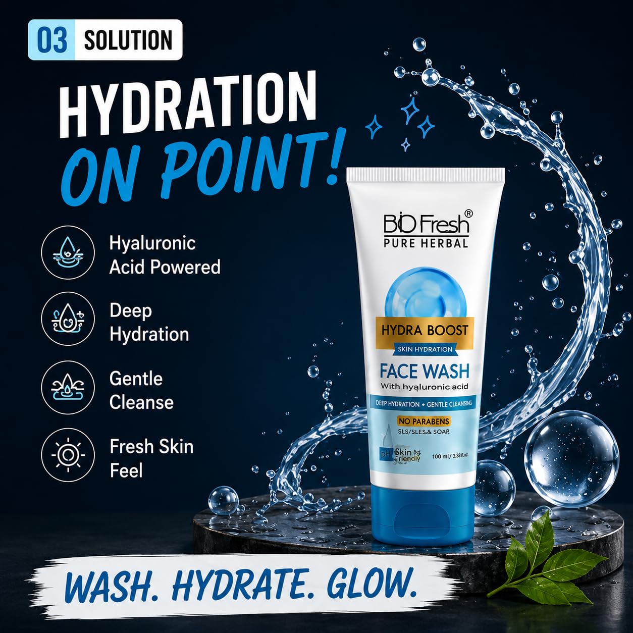 BIOFRESH Pure Herbal Hydra Boost Face Wash 100ml - Image 2