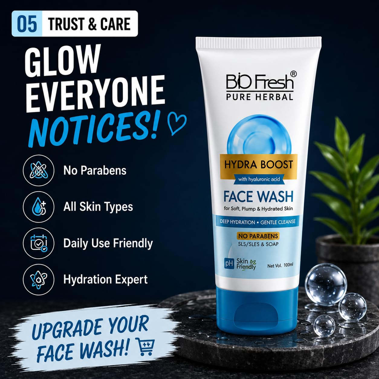 BIOFRESH Pure Herbal Hydra Boost Face Wash 100ml - Image 8