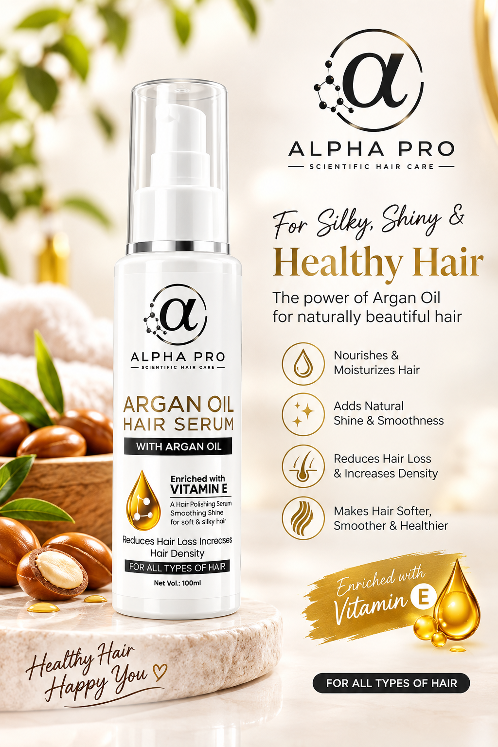 Alpha Pro ARGAN OIL HAIR SERUM WITH ARGAN OIL 100ml