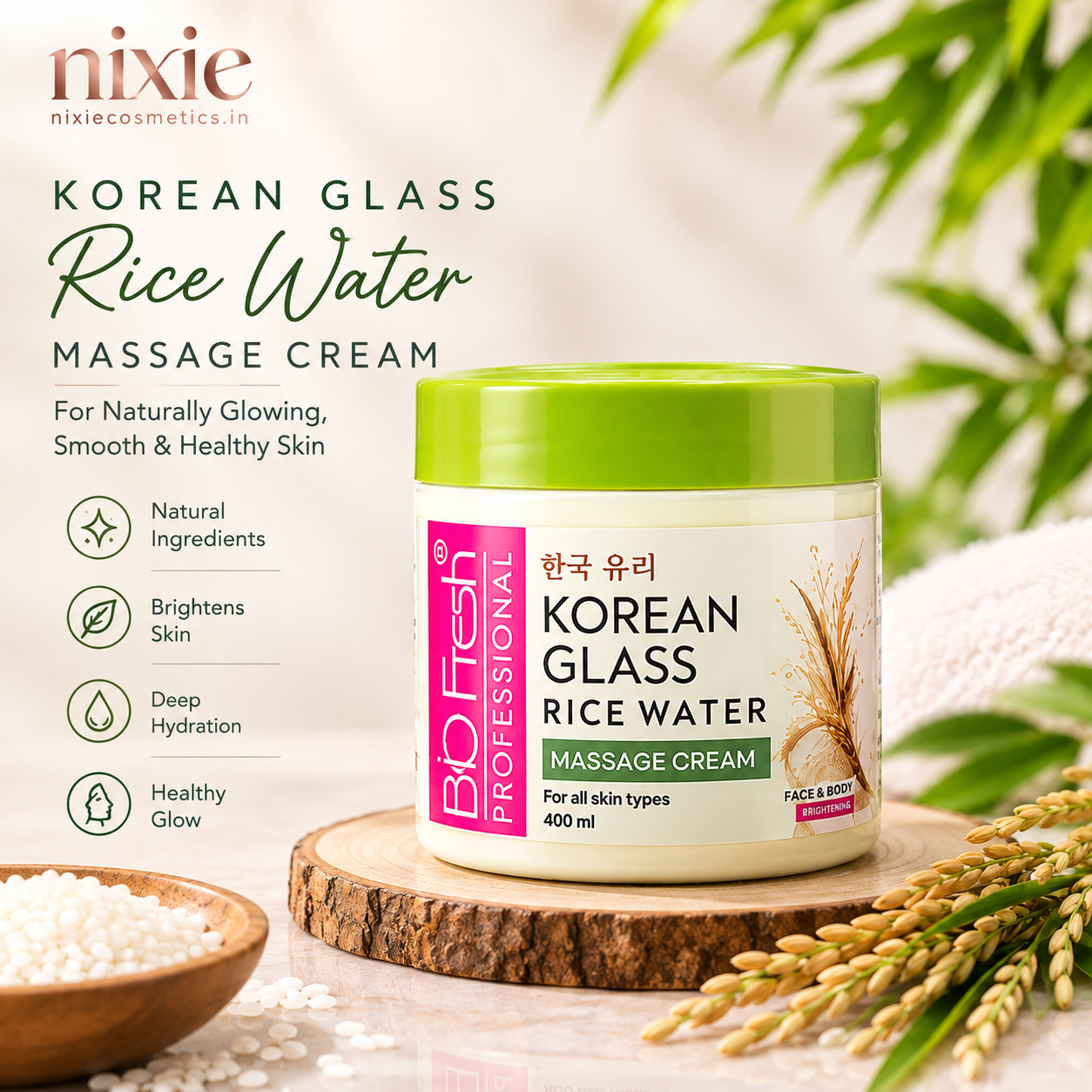 Biofresh Professional Korean Glass Skin Rice Water Eco Facial | Cream, Scrub, Gel , Mask |(400ml*4) - Image 2