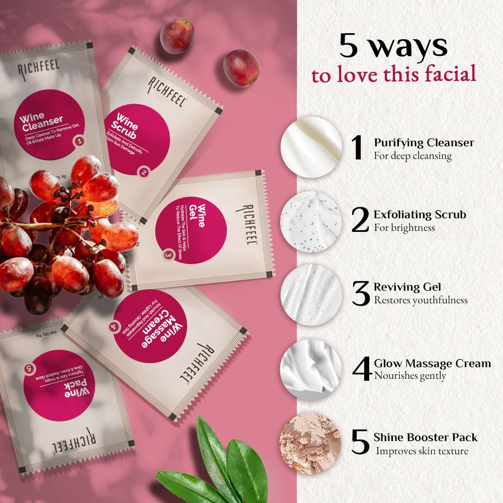 Richfeel Wine Facial Kit 5*6g - Image 5