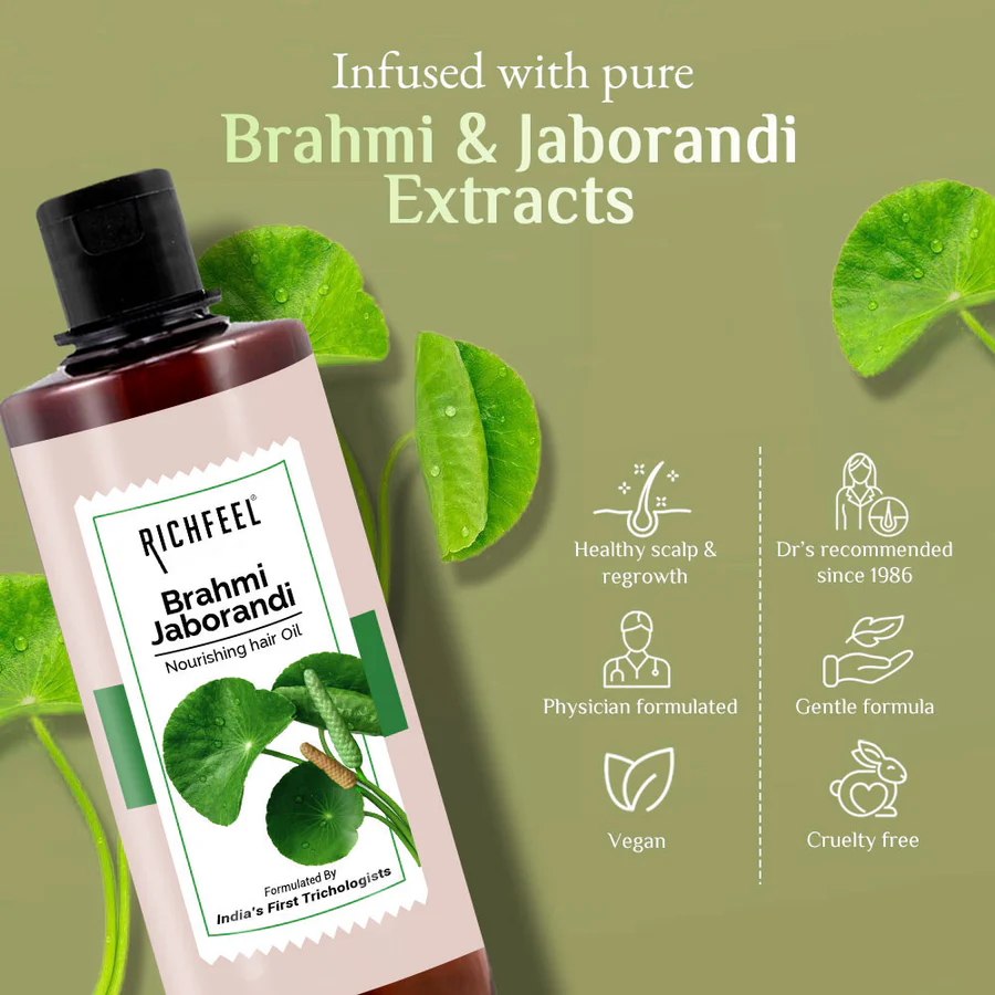 Richfeel Bhrami Jaborandi Hair Oil. 500Ml - Image 2